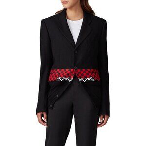 Haider Ackermann Black Red White Knitted Hem Blazer Jacket Women's Size Medium M
